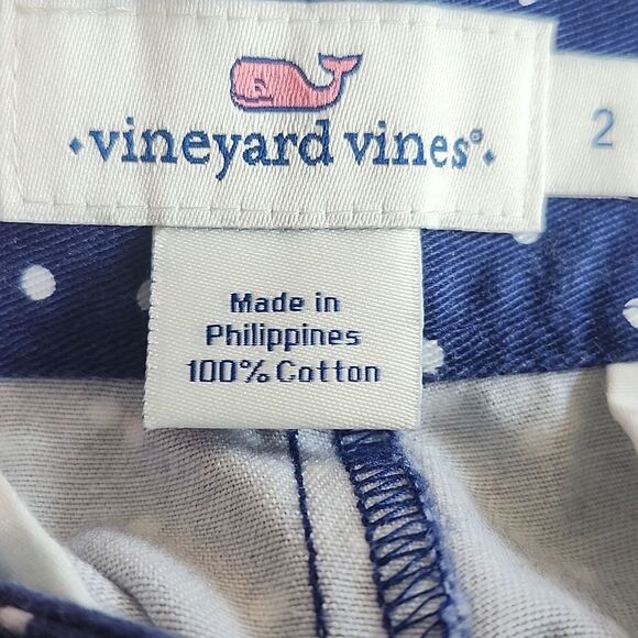 Vineyard Vines Navy Blue Wrap Skirt Skort W/ Tie Front, White Polka Dots, 2 - Picture 4 of 6